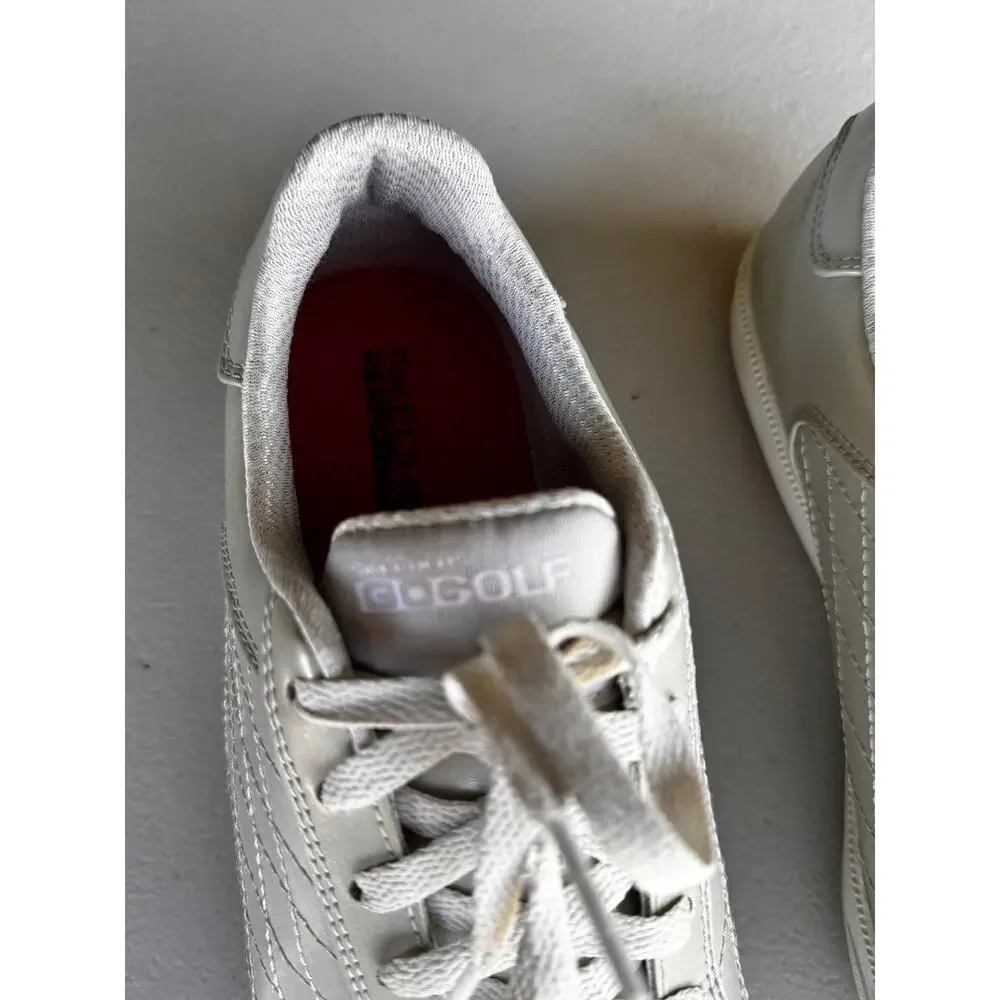 SKECHERS GO GOLF DRIVE 4 SHINE METALLIC SILVER SPIKELESS GOLF SHOES - SIZE 8
